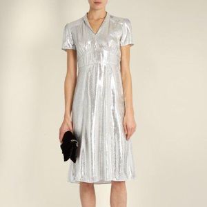 HVN Morgan silver lamé dress size 6